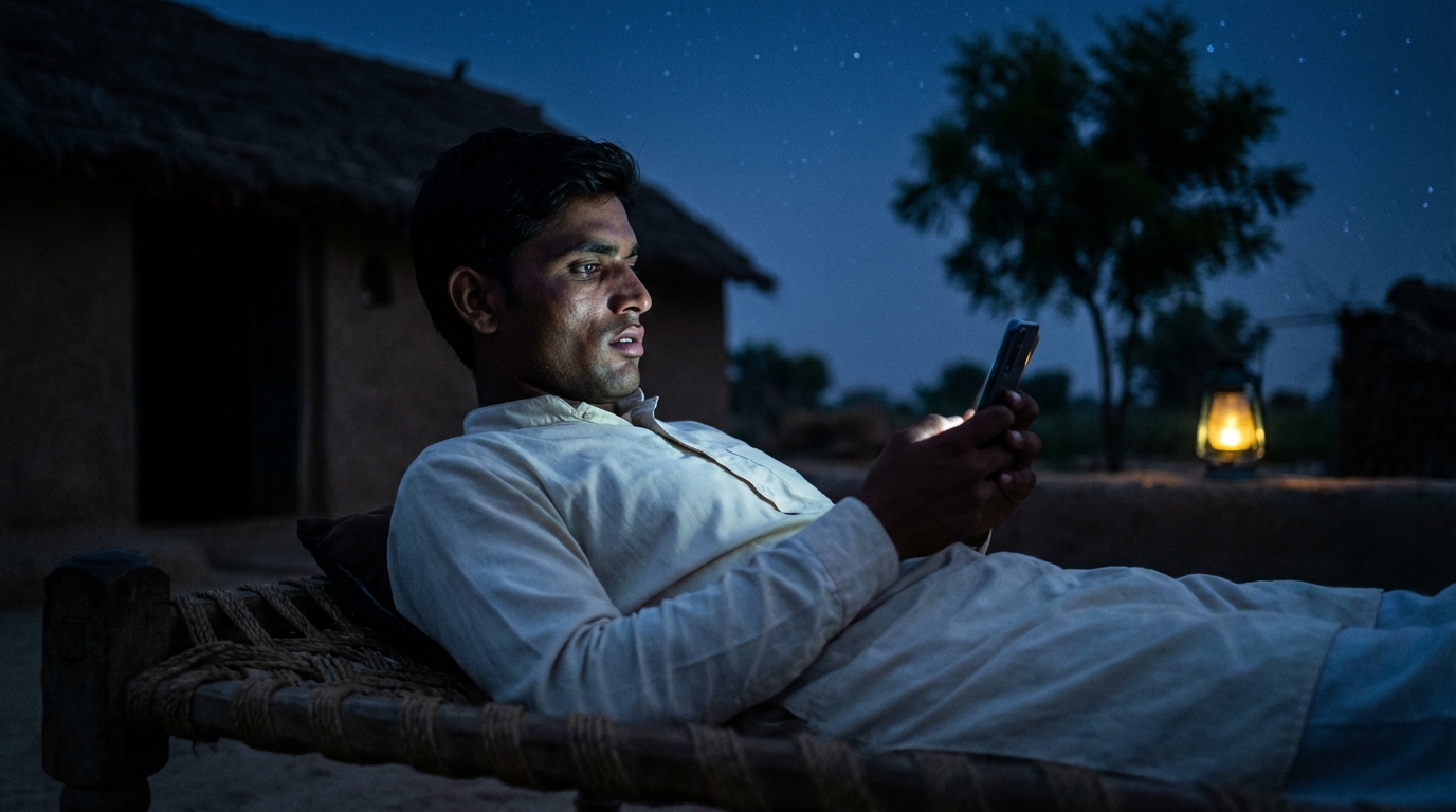 Rural India phone glow
